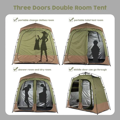 Miniatura 6 de Porayhut Camping Shower Tent Deluxe Changing Room Easy Set Up Privacy Shelter,Large Toilet Tent with Floor Drain Design for Beach, Camping,Hiking