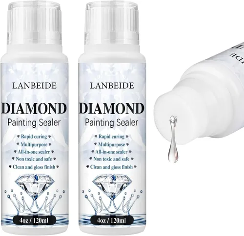 LANBEIDE Paquete de 2 Sellador para Pintura de Diamantes 240ML, Sellador de Pegamento para Arte de Pintura de Diamantes 5D Efecto de Retención