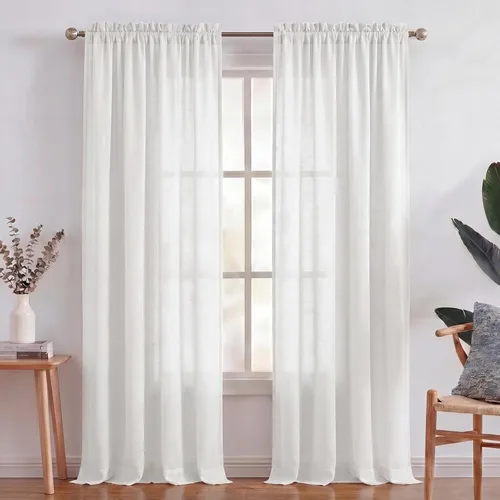 Miniatura 47 de Turquoize cortinas traslúcidas de lino natural, cortinas semitransparentes, cortinas de arpillera con bolsillo para cortinero, paneles para ventana