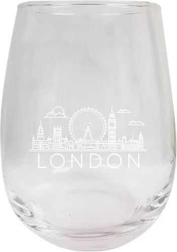 London England Souvenir - Copa de vino grabada sin tallo, de 15 onzas, unidad individual
