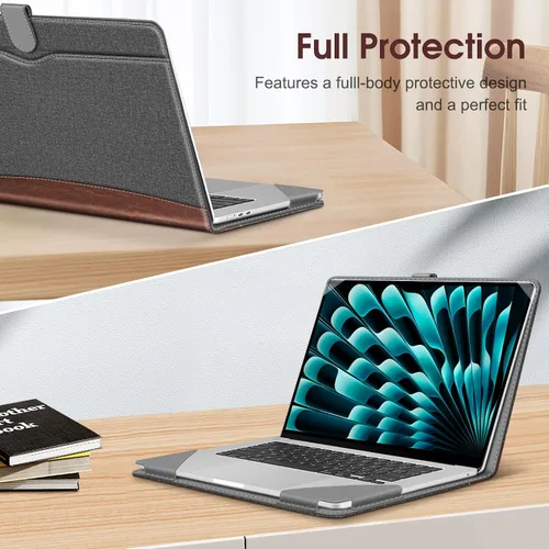 Miniatura 4 de Fintie Funda para MacBook Air de 15 pulgadas A3448 A3241 A3114 A2941 (versión 2023 2024 2025 2026), funda de piel sintética prémium para MacBook Air