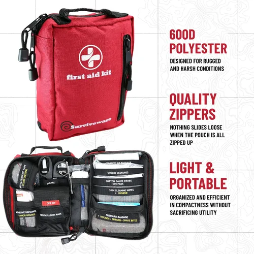 Miniatura 3 de Surviveware Kit completo de primeros auxilios de supervivencia premium de 98 piezas - Kit de emergencia médica para equipamiento de camping