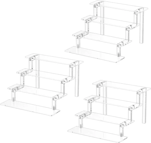 Miniatura 11 de WINKINE - Estante de acrílico transparente de 3 pasos para figuras Amiibo Funko POP, 3 niveles de acrílico para decoración y organizador