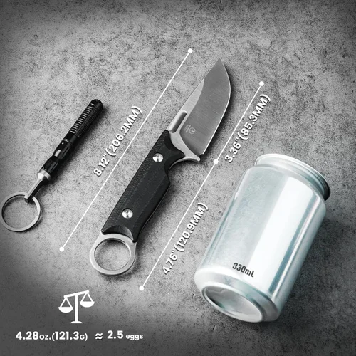 Miniatura 7 de Cuchillo de hoja fija Kizer Cabox de 3.36" (8.53 cm) 154CM de acero con mango G10 y funda para supervivencia y campamento 1048C1