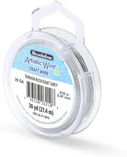 Miniatura 114 de Artistic Wire, alambre para manualidades de calibre 22 bañado en plata, resistente a las manchas, color cobre, blanco, 9,1 m