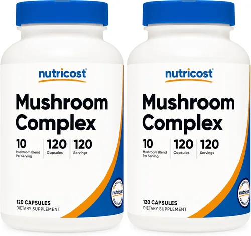 Nutricost Suplemento complejo de hongos, 120 cápsulas, mezcla de 10 hongos (con Reishi, Maitake, Shiitake, melena de león y más), sin OMG y sin