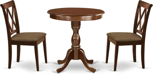 Miniatura 14 de East West Furniture ESCL3-BCH-C - Juego de mesa de comedor de 3 piezas que contiene una mesa de cocina redonda con pedestal y 2 sillas de comedor