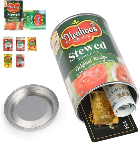 Miniatura 19 de Caja de seguridad falsa con forma de lata, perfecta para ocultar almacenamiento, llave, efectivo, joyas, tarjeta (1- Estilo francés de judías verdes)