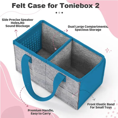 Miniatura 6 de Estuche de transporte Pisosn para juego de iniciación Toniebox y figuras Tonies, bolsa plegable de tela de fieltro para juguetes musicales de viaje