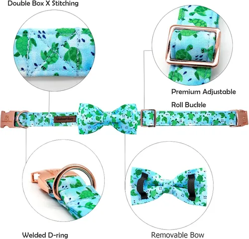 Miniatura 2 de Lionheart glory Collar de perro con lazo, collar de perro azul con lazo, collar de verano para perros pequeños o niñas, collares ajustables suaves