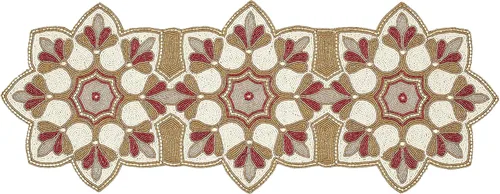 Miniatura 6 de Camino de mesa con cuentas de 36 pulgadas, 13 x 36 pulgadas, marrón beige multicolor, camino de mesa decorativo con brillo navideño, manteles