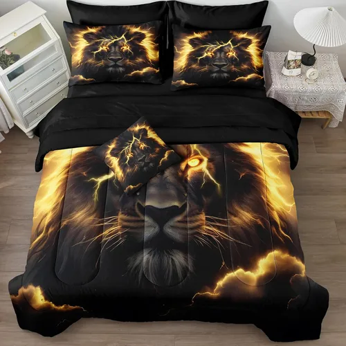 Miniatura 12 de Bedding_Dreamer Black and Gold Queen Bed in a Bag Sun and Moon Bedding Set Mysterious Space Home Decor Galaxy Down Comforter Black Sheet Sets 8 Pcs