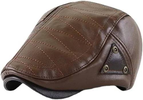 Miniatura 16 de Gorra de hiedra para hombre, sombrero de cuero de PU para hombre, boina ajustable, gorra plana de golf, gorra plana Gatsby, sombrero de pesca