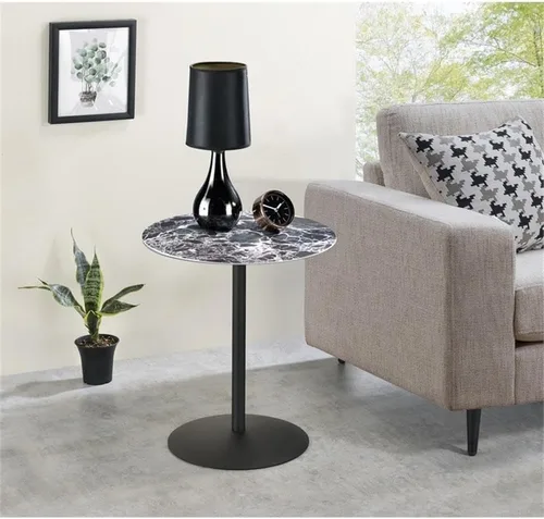 Miniatura 2 de Lilola Home Mesa auxiliar Circa con tapa de vidrio texturizado de mármol negro
