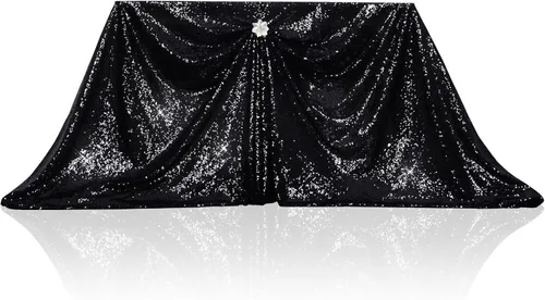 Miniatura 65 de PartyDelight Mantel de lentejuelas redondo de 50 pulgadas, color dorado claro, adorno de mesa para decoración de bodas, fiestas, cumpleaños