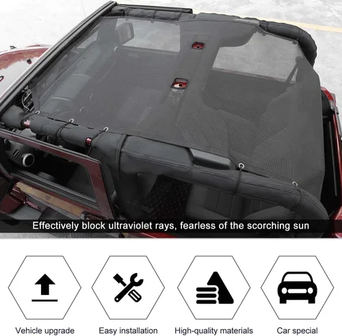 Miniatura 4 de Parasol de malla para protección UV, accesorios exteriores para Jeep Wrangler JK de 2 puertas 2007-2017, estilo extendido