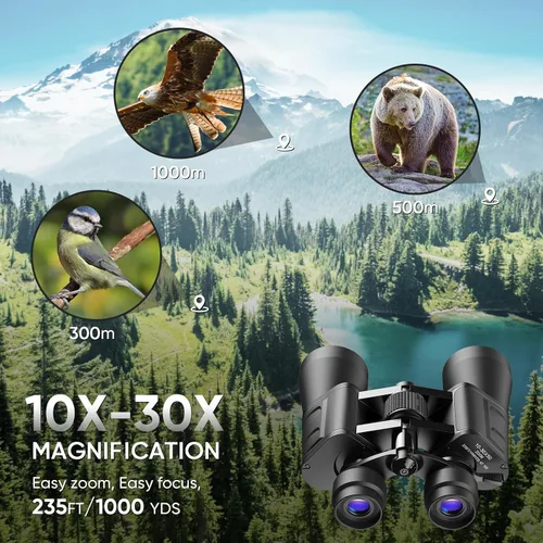 Miniatura 3 de Prismáticos militares con zoom de alta potencia de 10-30x50 para adultos, visión nocturna con poca luz/impermeable para uso diario/prisma