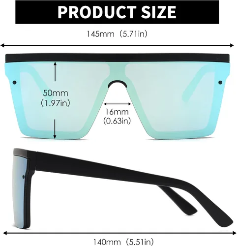 Miniatura 5 de JIM HALO Gafas de sol con escudo plano con espejo cuadrado sin montura para mujeres y hombres