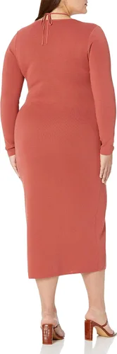 Miniatura 4 de The Drop Vestido midi Corbin de manga larga con detalle halter para mujer