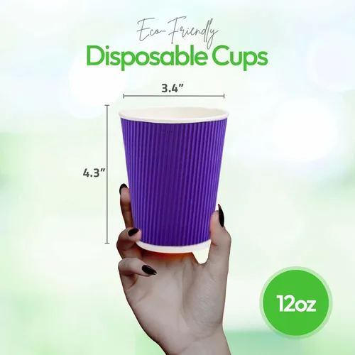 Miniatura 3 de Restaurantware -Tazas de café desechables de 12 onzas, 500 tazas calientes de pared ondulada para café - Las tapas se venden por separado, borde