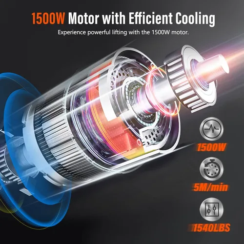 Miniatura 3 de YATOINTO Cabrestante de polipasto eléctrico 3 en 1, cabrestante de energía eléctrica portátil de 1500 W, grúa de elevación eléctrica de 120 V