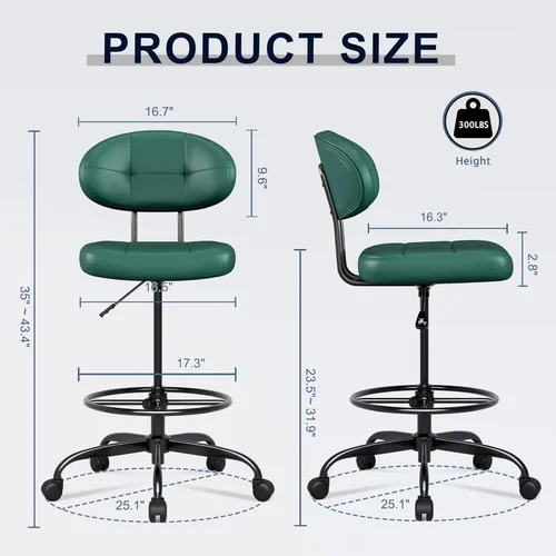 Miniatura 3 de Misolant Silla de Dibujo, Silla de Oficina Alta sin Brazos con Anillo Reposapiés para Escritorio de Pie, Pequeña Silla Ejecutiva de Computadora