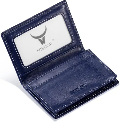 Miniatura 6 de Funda de piel para tarjetas de visita para hombres y mujeres, piel de becerro italiana Café