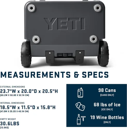 Miniatura 4 de YETI Roadie 60 - Hielera con ruedas y mango retráctil de periscopio