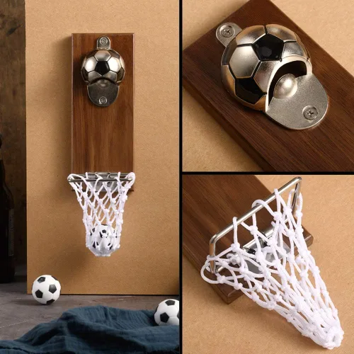 Miniatura 4 de Abrebotellas de fútbol con colector de tapas, abridor de botellas magnético para refrigerador, regalo ideal para fanáticos del fútbol y amantes