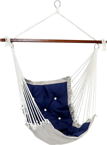 Sunnydaze Silla hamaca colgante grande estilo victoriano, resistente, capacidad de 300 libras, color azul marino