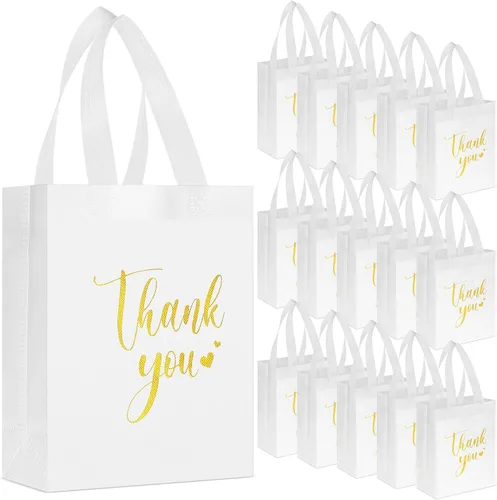 Sweetude 30 bolsas de regalo de agradecimiento con asas, reutilizables, no tejidas, plegables, a granel, para graduación, apreciación del profesor,