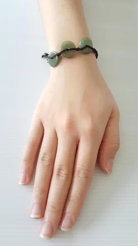 Miniatura 3 de Infinityee888 - Pulseras de cuentas de jade con moneda verde Feng Shui para hombres, mujeres, pulsera -BC01, Piedra