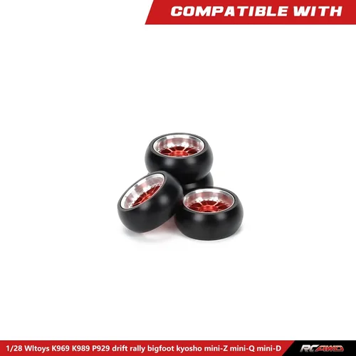 Miniatura 2 de RCAWD Llanta de aleación de 4 ruedas clásicas de deriva para RC Hobby Modelo Car 1/28 Wltoys K969 K989 P929 Drift Rally Kyosho Mini-Z Mini-Q Mini-D
