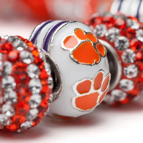 Miniatura 4 de Stone Armory Clemson University - Abalorio de cuentas para mujer con logotipo de Clemson Paw blanco y naranja, joyería de Clemson University Tigers