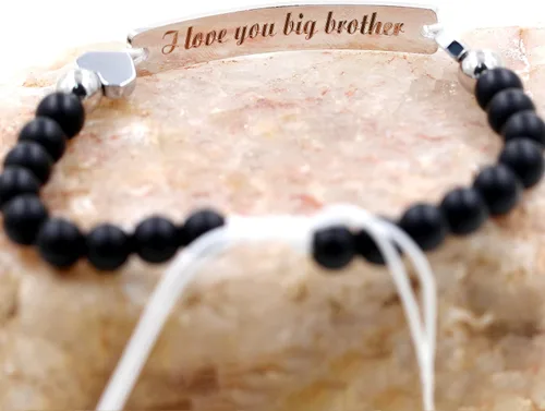 Miniatura 5 de Pulsera unisex hecha a mano con nombre cuentas de ónix negro mate pulsera trenzada personalizada para hombres mujeres mejores amigos regalo