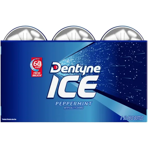 Miniatura 12 de Dentyne Ice Peppermint - Goma de mascar sin azúcar, 6 botellas de 60 piezas (360 piezas en total)