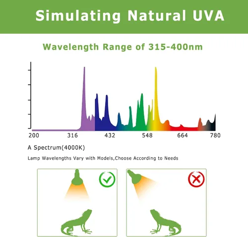 Miniatura 4 de Bombillas de lámpara de calor para reptiles E26 de 60 W, luz UVA mejorada para dragón barbudo, lagarto, tortuga, pollitos y anfibios, luz solar