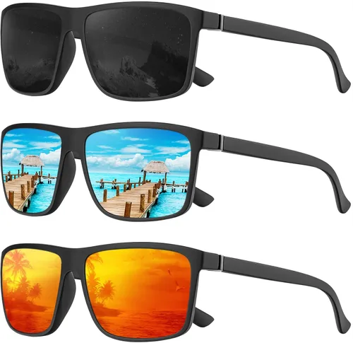 KALIYADI Gafas de sol polarizadas para hombres y mujeres, gafas de sol para hombre con protección UV para conducir, pescar y jugar golf (paquete de