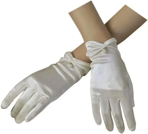 Vestido de novia de satén para mujer, fiesta de ópera, guantes de los años 20, guantes hasta la muñeca
