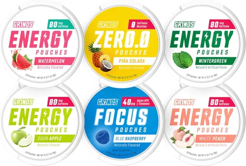 Miniatura 19 de Bolsas de energía Grinds - Bolsas de cafeína natural - Contiene vitaminas B, sin azúcar y 0 calorías - 80 mg de cafeína en cada bolsa - Genciana