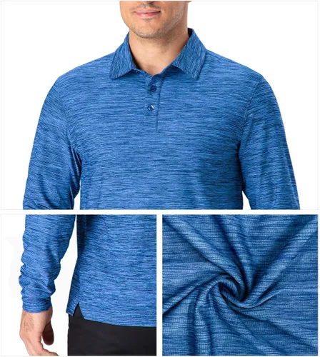 Miniatura 16 de NAVISKIN Camisas polo para hombre, de secado rápido, UPF 50, manga larga y corta, que absorben la humedad