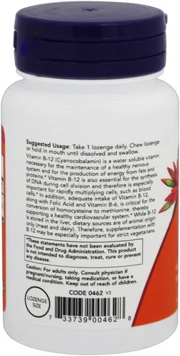 Miniatura 3 de NOW Foods B-12, 5000mcg con FOLIC, 60 pestañas (paquete de 6)