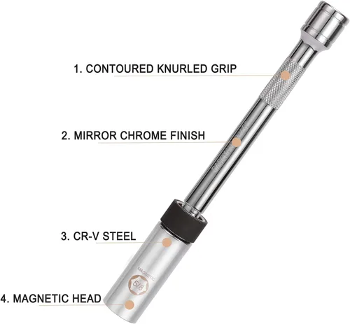 Miniatura 6 de CASOMAN Enchufe giratorio magnético para bujía de 5/8 pulgadas, unidad de 3/8 pulgadas x 20 cm de longitud de barra extendida, giro de 360 grados