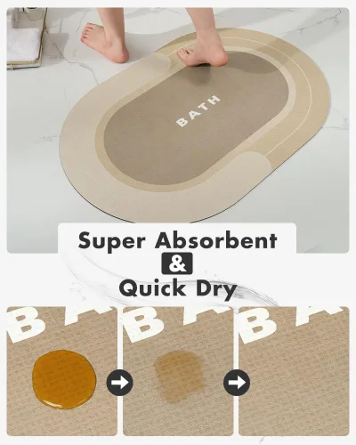 Miniatura 3 de MontVoo Alfombra de baño antideslizante, de secado rápido, resistente a las manchas, para el suelo del baño, alfombra de ducha de fácil cuidado