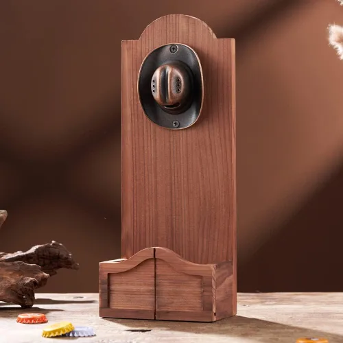 Miniatura 10 de Abrebotellas con colector de tapas, abrebotellas de madera vintage montado en la pared, regalo ideal para hombres y amantes de la cerveza, uso como