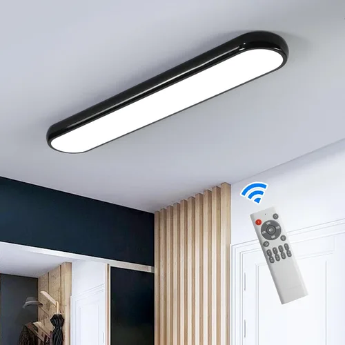Miniatura 15 de Qcyuui Luces LED de Techo Regulables 46.4'' Accesorios de Iluminación para Cocina de Techo Negro Empotrado con Control Remoto Luz de Techo Lineal