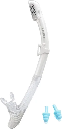 Miniatura 8 de Supertrip Snorkel seco para adultos, buceo con protector contra salpicaduras y válvula superior, esnórquel de buceo libre para adultos y jóvenes