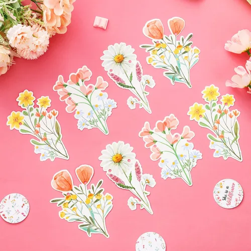 Miniatura 5 de Wildflower - Cartel de feliz cumpleaños con diseño de guirnalda y letrero de decoración de fiesta, pre-encordado, sin bricolaje, tema floral