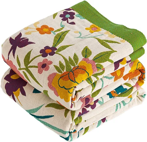 Miniatura 42 de VANJOROY - Manta bohemia de 100% algodón orgánico, transpirable, ultrasuave, decoración rústica, manta decorativa con diseño floral para todas