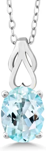 Miniatura 92 de Gem Stone King Collar de plata de ley 925 con piedra natal ovalada de 0.354 x 0.276 in Collar con colgante solitario para mujer Con cadena